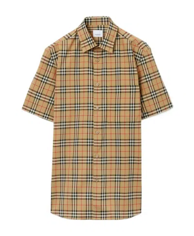 Burberry Nova-check Pattern Cotton Shirt In Nude