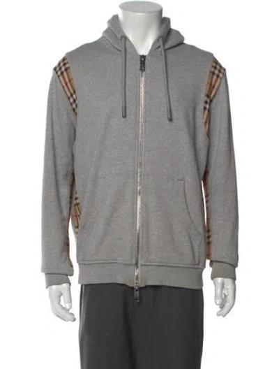 Pre-owned Burberry Nova Check Pattern Crew Neck Hoodie In Gray