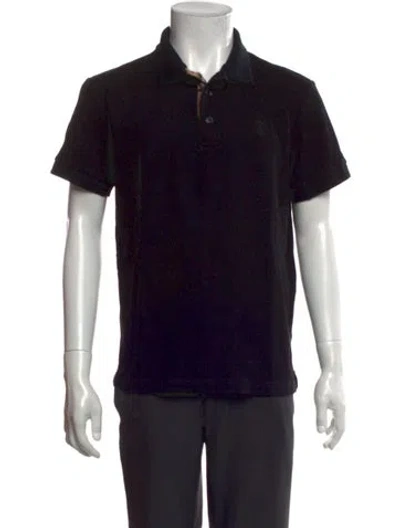 Pre-owned Burberry Nova Check Pattern Crew Neck Polo Shirt In Black