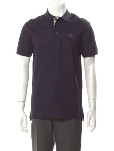 Pre-owned Burberry Nova Check Pattern Crew Neck Polo Shirt In Blue