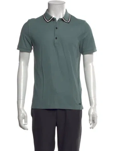 Pre-owned Burberry Nova Check Pattern Crew Neck Polo Shirt In Green