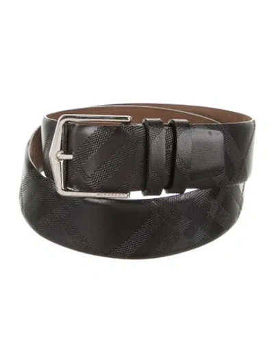 Pre-owned Burberry Nova Check Pattern Embossed Leather Belt In Black