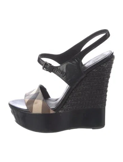 Pre-owned Burberry Nova Check Pattern Espadrilles In Black