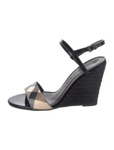 Pre-owned Burberry Nova Check Pattern Espadrilles In Black