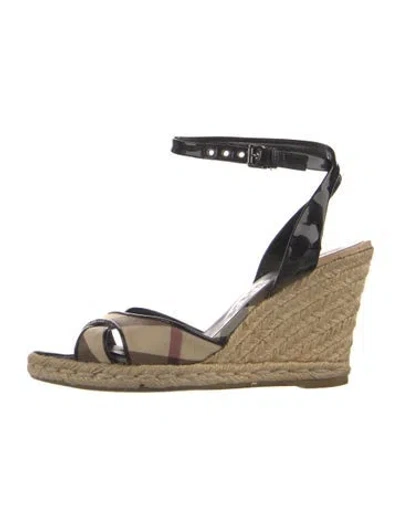 Pre-owned Burberry Nova Check Pattern Jute Espadrilles