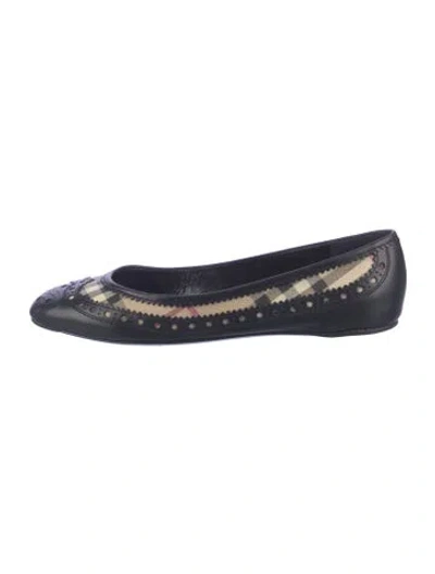 Pre-owned Burberry Nova Check Pattern Leather Ballet Flats In Neutral