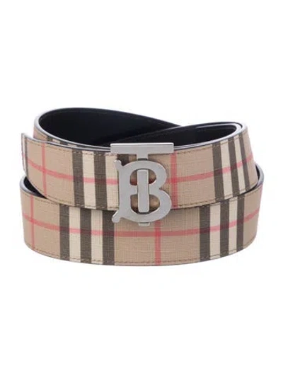 Pre-owned Burberry Nova Check Pattern Leather Belt In Neutral