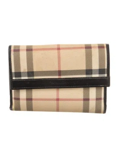 Pre-owned Burberry Nova Check Pattern Leather Bifold Wallet In Neutral