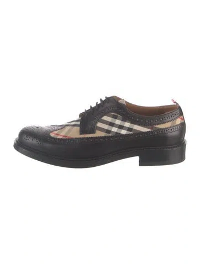 Pre-owned Burberry Nova Check Pattern Leather Brogues In Black
