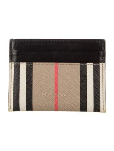 Pre-owned Burberry Nova Check Pattern Leather Card Holder In Black