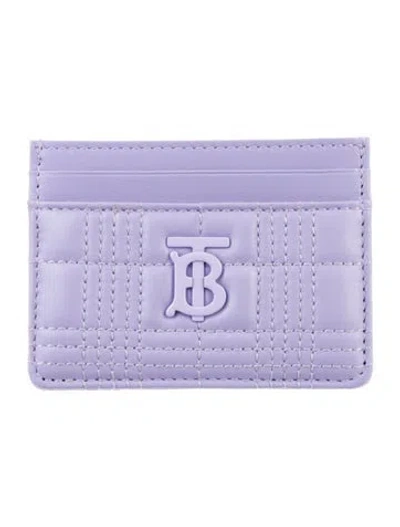 Pre-owned Burberry Nova Check Pattern Leather Card Holder In Purple