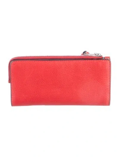 Pre-owned Burberry Nova Check Pattern Leather Continental Wallet In Red