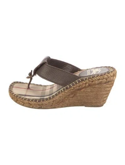 Pre-owned Burberry Nova Check Pattern Leather Espadrilles In Brown