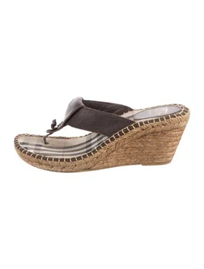 Pre-owned Burberry Nova Check Pattern Leather Espadrilles In Brown/metallic