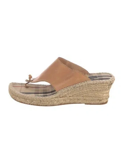 Pre-owned Burberry Nova Check Pattern Leather Espadrilles In Brown/neutrals