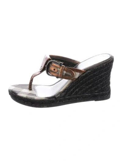 Pre-owned Burberry Nova Check Pattern Leather Espadrilles In Gray