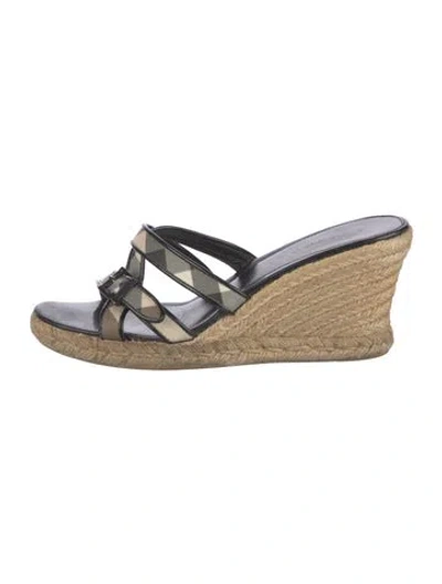 Pre-owned Burberry Nova Check Pattern Leather Espadrilles In Neutral