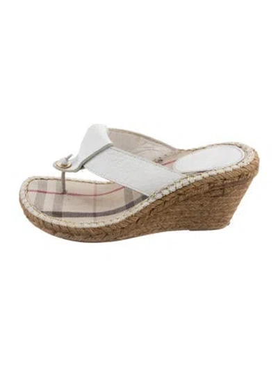 Pre-owned Burberry Nova Check Pattern Leather Sandals In White