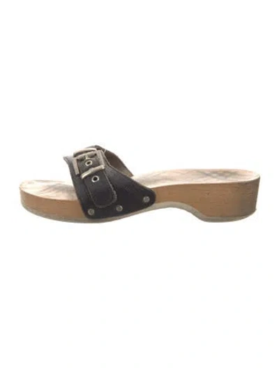 Pre-owned Burberry Nova Check Pattern Leather Slides In Multi