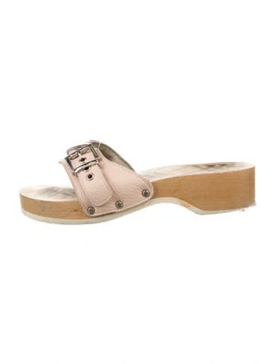 Pre-owned Burberry Nova Check Pattern Leather Slides In Pink