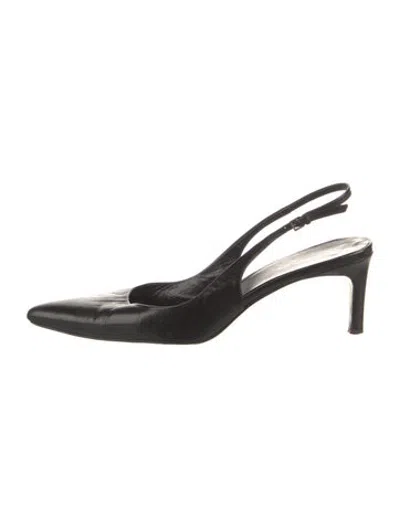 Pre-owned Burberry Nova Check Pattern Leather Slingback Pumps In Black
