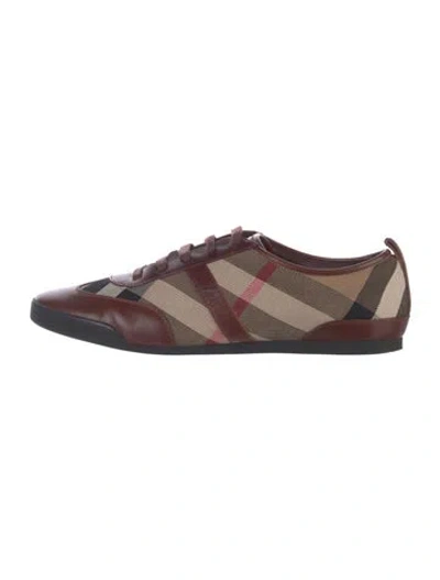 Pre-owned Burberry Nova Check Pattern Leather Sneakers In Brown