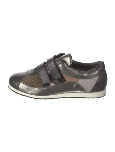 Pre-owned Burberry Nova Check Pattern Leather Sneakers In Gray