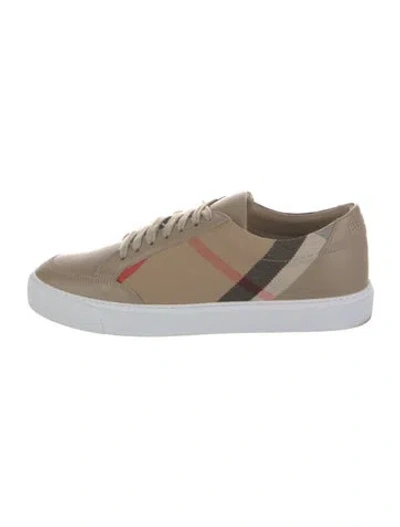 Pre-owned Burberry Nova Check Pattern Leather Sneakers In Neutral