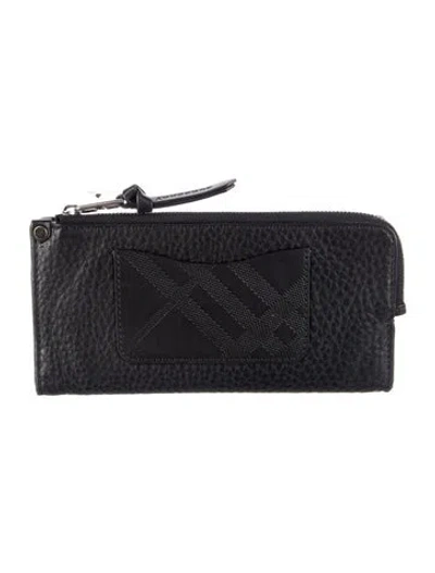Pre-owned Burberry Nova Check Pattern Leather Wallet In Black