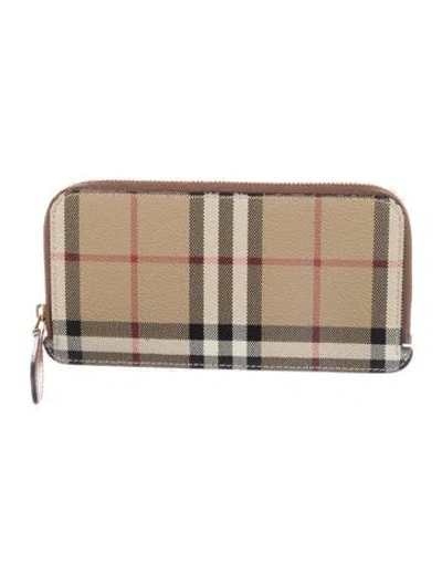 Pre-owned Burberry Nova Check Pattern Leather Wallet In Brown
