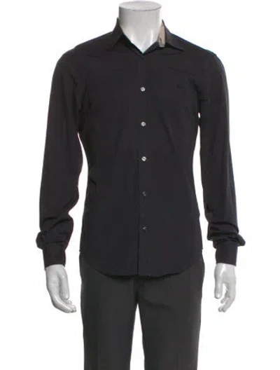 Pre-owned Burberry Nova Check Pattern Long Sleeve Dress Shirt In Black