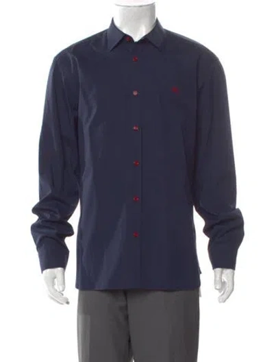 Pre-owned Burberry Nova Check Pattern Long Sleeve Shirt In Blue