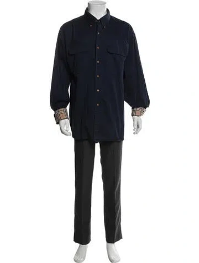 Pre-owned Burberry Nova Check Pattern Long Sleeve Shirt In Blue