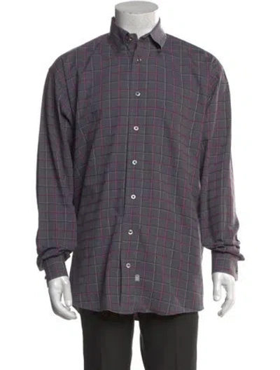 Pre-owned Burberry Nova Check Pattern Long Sleeve Shirt In Gray