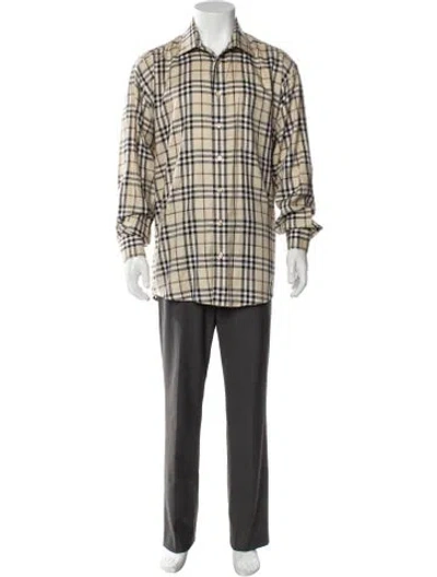 Pre-owned Burberry Nova Check Pattern Long Sleeve Shirt In Neutral