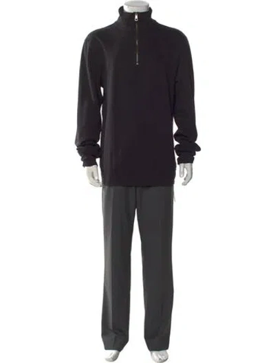 Pre-owned Burberry Nova Check Pattern Mock Neck Polo Sweater In Black