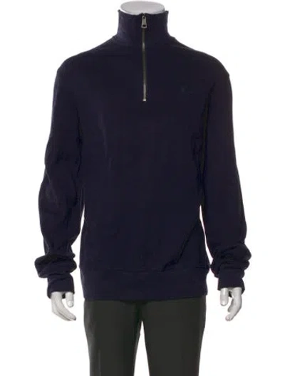 Pre-owned Burberry Nova Check Pattern Mock Neck Sweatshirt W/ Tags In Blue