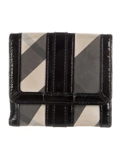 Pre-owned Burberry Nova Check Pattern Nylon Wallet In Gray