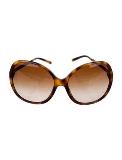 Pre-owned Burberry Nova Check Pattern Oversize Sunglasses In Brown