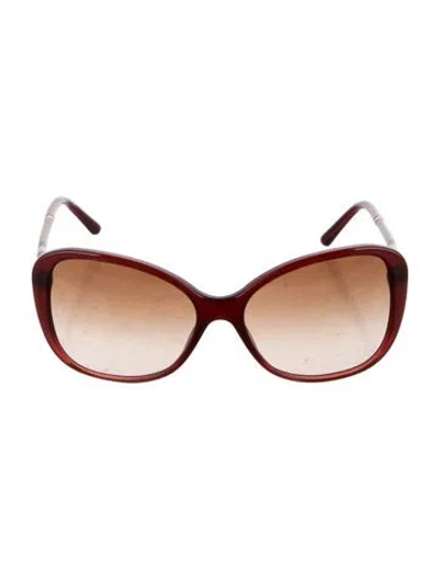 Pre-owned Burberry Nova Check Pattern Oversize Sunglasses In Burgundy