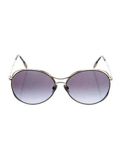 Pre-owned Burberry Nova Check Pattern Oversize Sunglasses In Gold