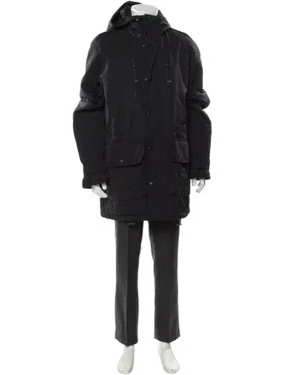 Pre-owned Burberry Nova Check Pattern Parka In Black