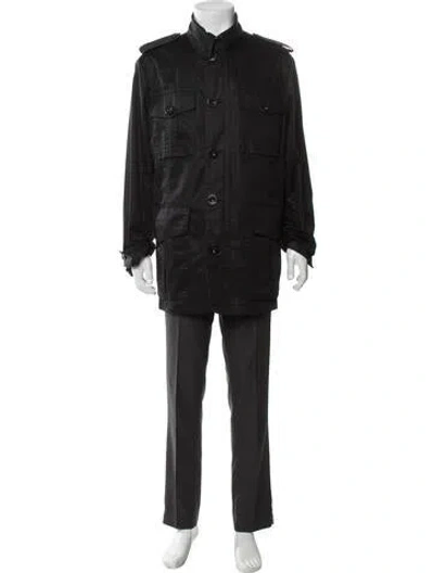 Pre-owned Burberry Nova Check Pattern Parka In Black