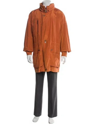 Pre-owned Burberry Nova Check Pattern Parka In Orange