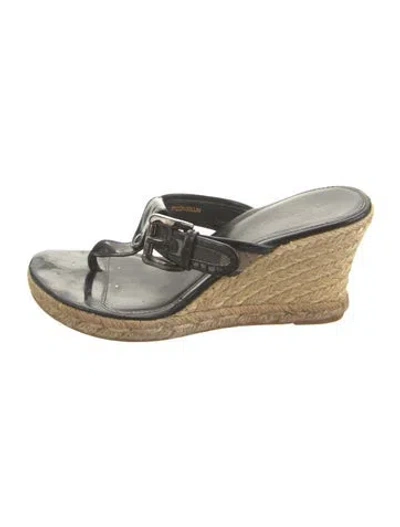 Pre-owned Burberry Nova Check Pattern Patent Leather Espadrilles In Blac