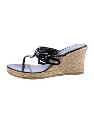Pre-owned Burberry Nova Check Pattern Patent Leather Espadrilles In Neutral