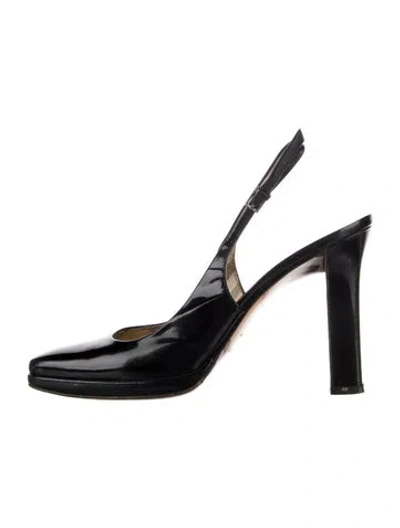 Pre-owned Burberry Nova Check Pattern Patent Leather Slingback Pumps In Black