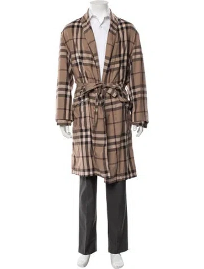 Pre-owned Burberry Nova Check Pattern Robe In Brown