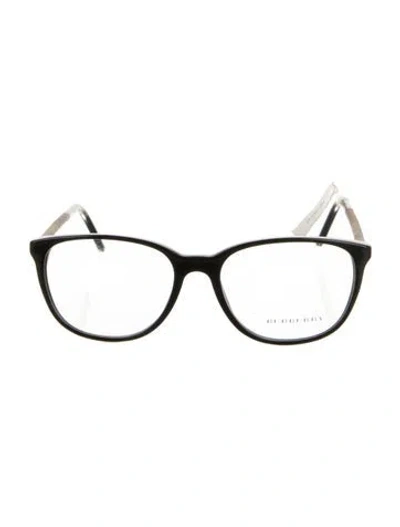 Pre-owned Burberry Nova Check Pattern Round Eyeglasses In Black