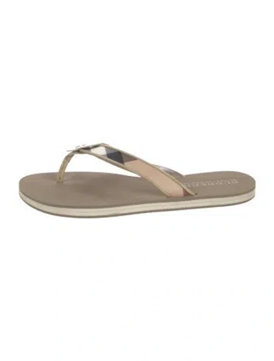 Pre-owned Burberry Nova Check Pattern Rubber Flip Flops In Neutral